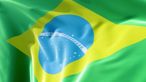 Brazil Flag Waving in a Sunny Day, 4K Video Element , Brazilian Flag Waving,4K Video Element