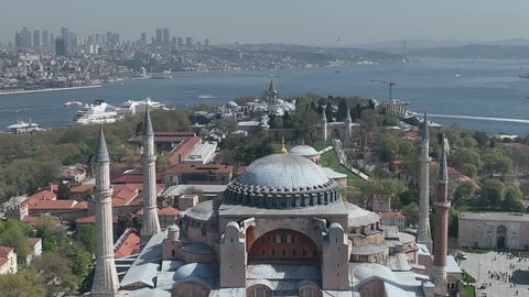 Hagia Sophia Drone Video, April 2022 Fatih, Istanbul Turkey