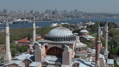 Hagia Sophia Drone Video, April 2022 Fatih, Istanbul Turkey
