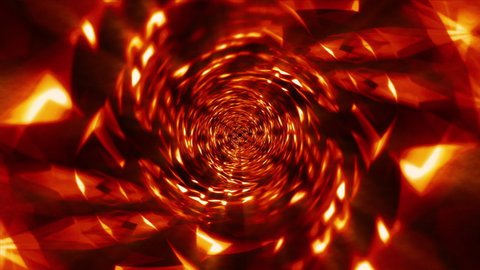 Abstract loop hypnotic shining lights glow vortex energy flows motion Background. 4K 3D rendering blazing flame swirl animation tunnel loop material, energy waves and sparkling particles. Luminous hel