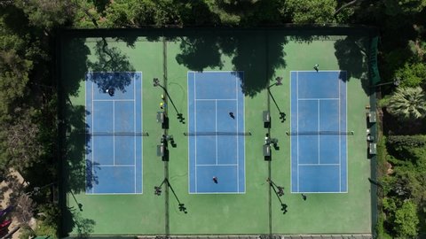 Tennis Court in the Culture Park Aerial Drone Video, Konak Izmir Turkey