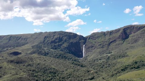 Casca d'anta waterfall, in Serra da Canastra National Park, Minas Gerais, Brazil. First drop with 186 meters from the São Francisco River