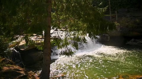 Slow Motion Green Waterfall At Glade Creek Grist Mill In West Virginia