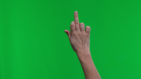 Woman Hand Showing Indecent Fuck You Middle Finger Sign Symbol with Green Screen background