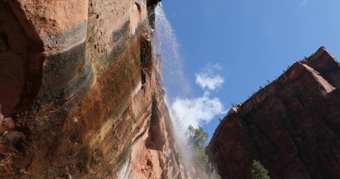 A view of a waterfall at the Upper Emerald Pools hike in Zion National Park.
