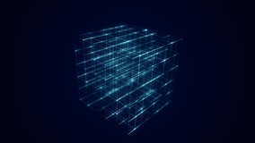 Digital blockchain concept and data transfer system. Abstract wireframe cube whith connection dots and lines. Storage cells of datas. 3d rendering. - Powered by Shutterstock - Get 15% off with code: PIKWIZARD15