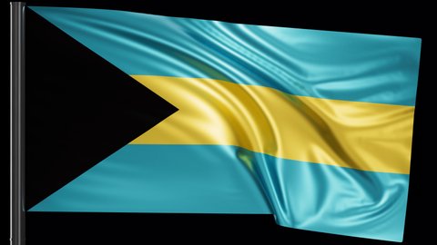 The Bahamas flag waving in the wind. Looped video with a transparent background (ProRes with Alpha channel)