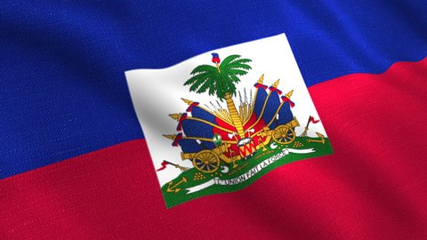 Haiti Flag rippled background, seamless loop. Motion. Flag of Haiti waving in the wind.