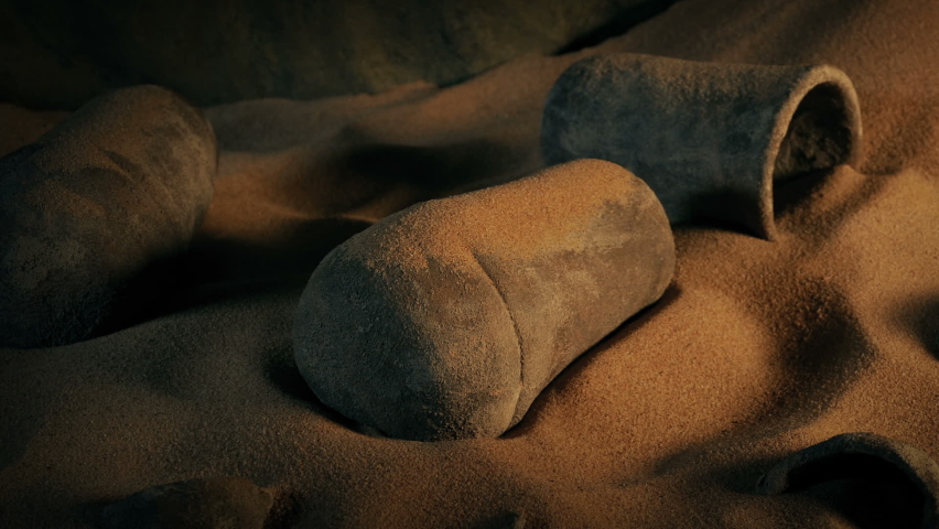 Ancient Jar Is Picked Up In Cave Or Temple