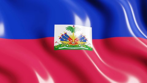 Waving flag of Haiti country. 3d render national flag dynamic background. 4k realistic seamless loop animated video clip