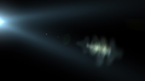 Abstract loop flicker optical lens flares light rotation animation on top left black background. 4K seamless loop dynamic kinetic bright star light rays effect. Star light streaks. 