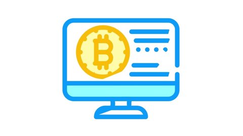 bitcoin electronic currency color icon animation