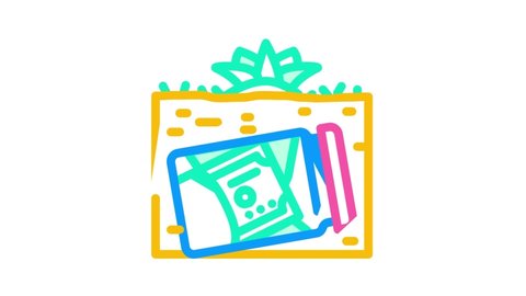 money buried in garden color icon animation