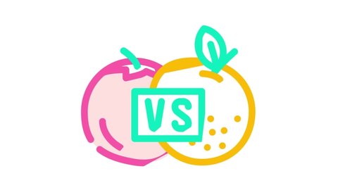 fight with oranges and tomatoes color icon animation