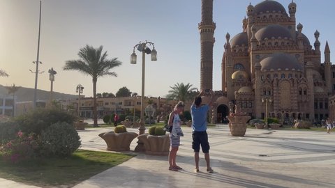 Al Mustafa Mosque, Sharm El Sheikh, 4k cinematic footage, Egypt, Sinai - 21.04.2022