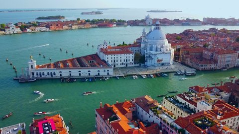 Aerial View City On Water Rooftops Stock Footage Video (100% Royalty ...