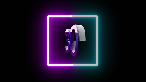CountDown Number 3D animation neon element wall led background