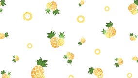 Animated pineapple seamless pattern on White background for textile fabric wallpaper backgrounds. Website and Social Media 4K Video Fresh Fruits Texture. Summer Time Vacation Decorated Banner Template - Powered by Shutterstock - Get 15% off with code: PIKWIZARD15