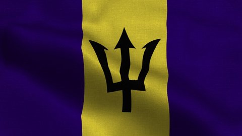 National flag of Barbados waving original size and colors 4k 3D Render