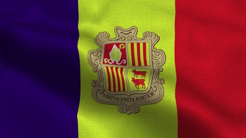 National flag of Andorra waving original size and colors 4k 3D Render