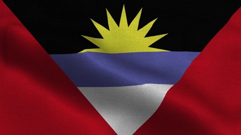 National flag of Antigua and Barbuda waving original size and colors 4k 3D Render