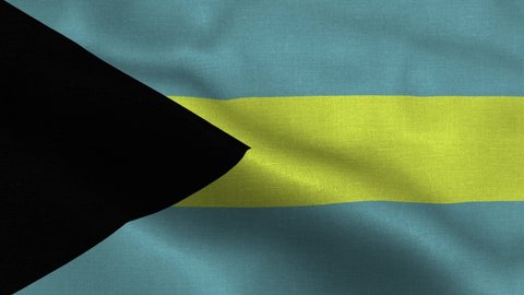 National flag of Bahamas waving original size and colors 4k 3D Render