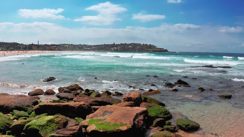 Australia Sydney coast summer landscape. Bondi beach sea shore
