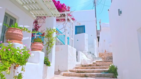 Paros island local traditional town. Beautiful mediterranean architecture Greece
