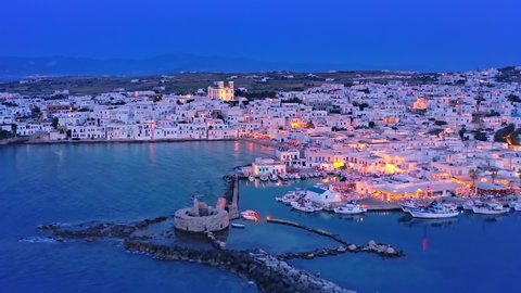 Romantic greek island in Aegean sea of Greece. Travel to Paros of Cyclades