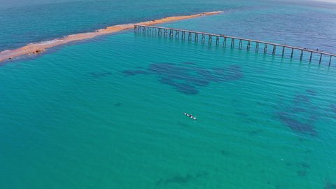 Adelaide Australia sea kayaking aerial view. Active lifestyle summer scene