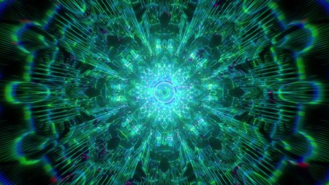 Abstract Psychedelic Fly Tunnel 3D Mandala Kaleidoscope Layers with Seamless Loop Patterns for Spiritual Experiences and Music Video to Hypnotize