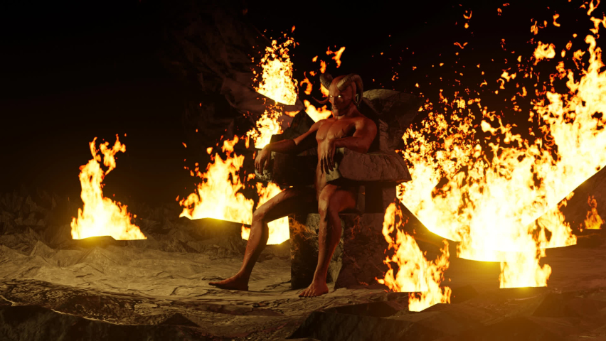 3D  animation Devil in fire in hell. 3D render. | Shutterstock HD Video #1089926613