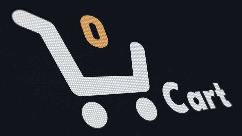 Increasing Shopping cart Number on dark Grid Screen Background. Online Shopping Counter Icon Animation. Business Sales and Item Sold	 Royalty-Free Stock Footage #1089929583
