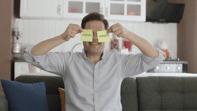 Video of a happy man dancing holding paper notes with 