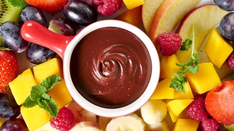 chocolate fondue and fresh fruits