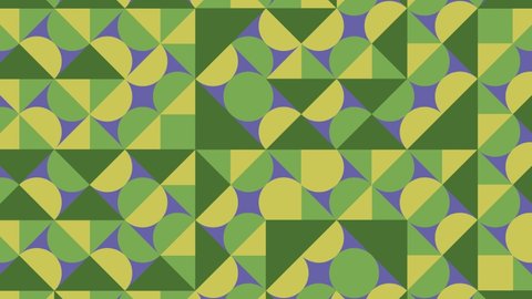 Dynamic shapes in geometric pattern with very peri elements. Seamless loop motion graphic background in a flat design. Abstract animated pattern with geometric tiles