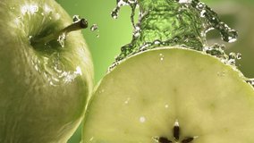 Slow Motion Shot of Green Apple Water Splashing through Apple Slices - Powered by Shutterstock - Get 15% off with code: PIKWIZARD15