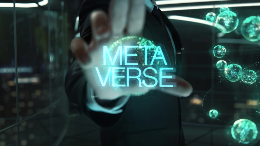 Businessman with Meta Verse hologram concept Royalty-Free Stock Footage #1089946109