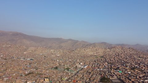 Aerial view of San Juan de Miraflores in Lima, Peru.