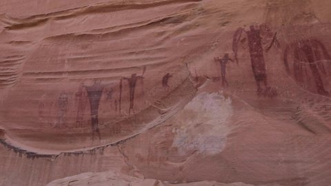 The Buckhorn Wash pictograph panel is one of the most spectacular examples of Barrier Canyon style rock art.