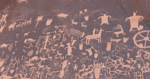Native American rock art on Newspaper Rock near Canyonlands National Park in Utah.