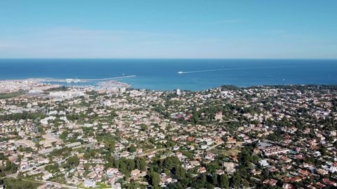Aerial drone view of coastline in Alicante, Calpe, Spain.