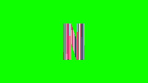 N - Animated letter from moving multicolored lines isolated on green background for forming words and text animation in your video projects