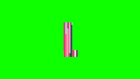 L - Animated letter from moving multicolored lines isolated on green background for forming words and text animation in your video projects