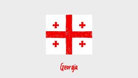 Georgia National Country Flag Marker Whiteboard or Pencil Color Sketch Looping Animation