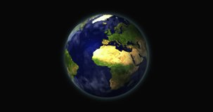 Earth globe rotating viewed from space. Orbit satellite view world with clouds, oceans and continents. Seamless and loopable 3d background concept animation. - Powered by Shutterstock - Get 15% off with code: PIKWIZARD15
