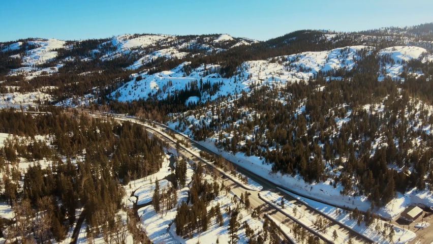 Sierra mountain in snow view.
