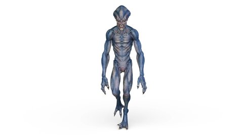 3D rendering of a walking alien
