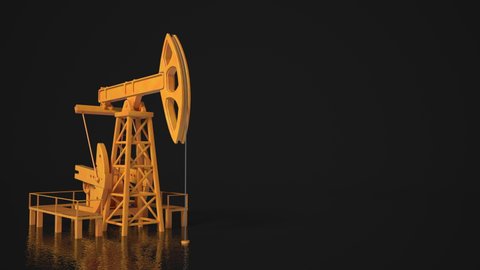 Pumping Oil Rig On a black background. Pumping jack for extracting crude oil from an oil well. Fossil fuel energy. Equipment for the Oil Industry.