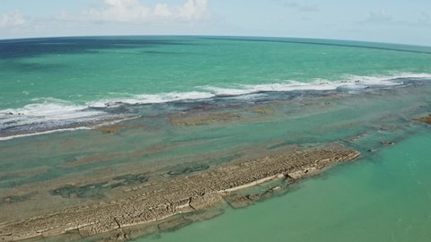 Beach Sea Waves Blue Green Aqua Barra Baia Aerial Drone Shot Nature Coral Reef 